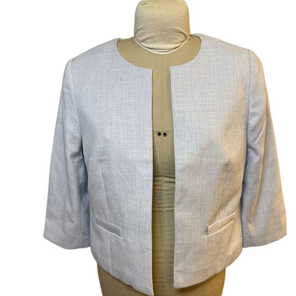 NWT Talbots 2-Pcs Sheath Dress 14 Jacket 12P Lightweight Tweed Blue - Picture 8 of 11